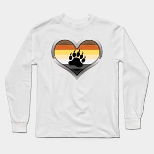 Large Gay Bear Pride Flag Colored Heart with Chrome Frame Long Sleeve T-Shirt